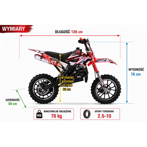 MINI CROSS Motor Spalinowy 49CC STORM mini bike Ramigo